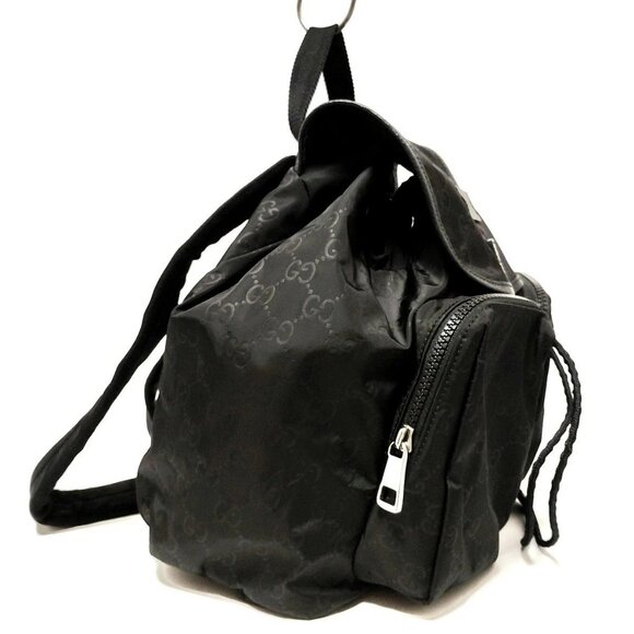 Auth GUCCI GG 510343 Black Nylon Leather Backpack - Picture 3 of 9
